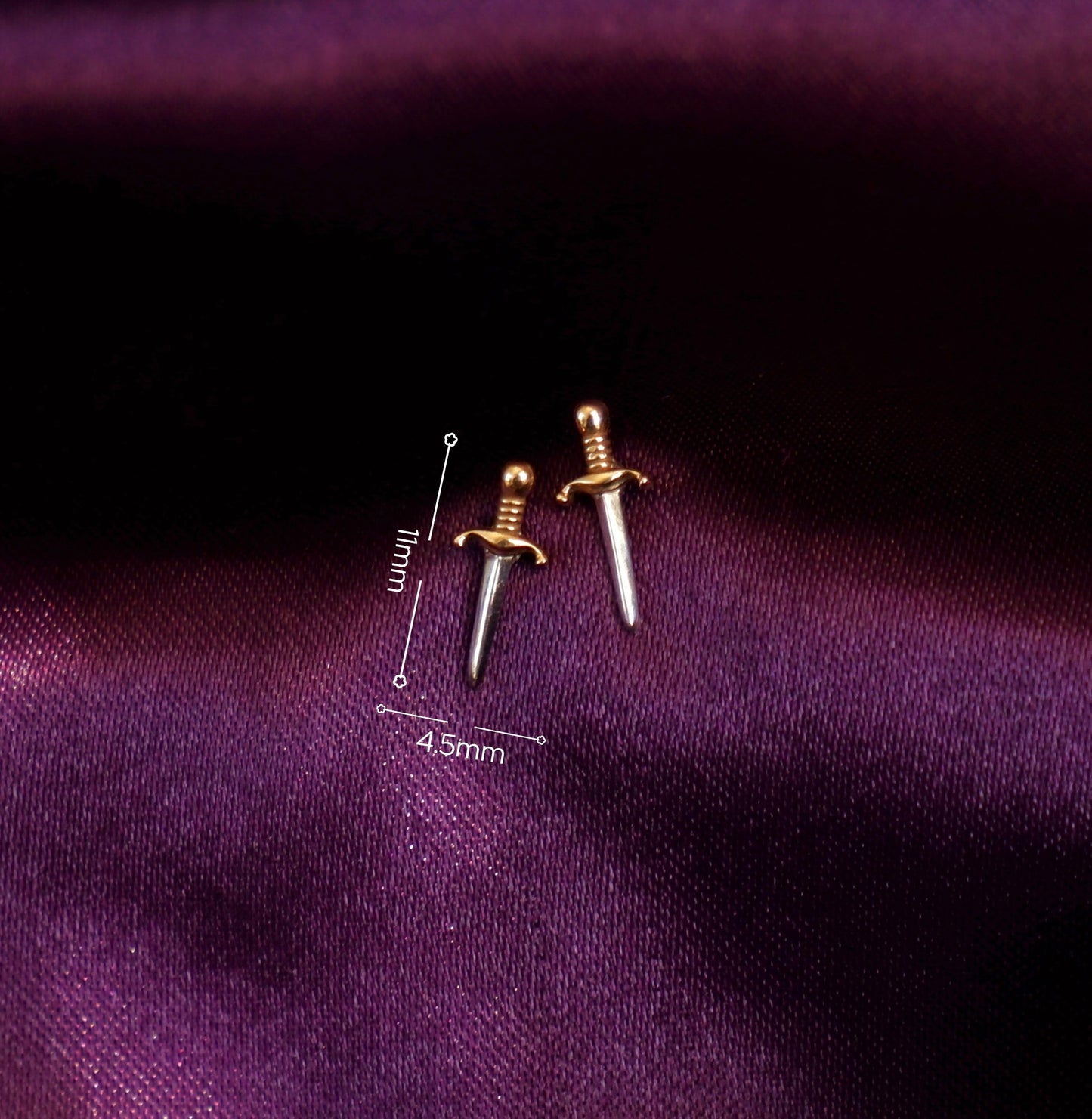 Two-Tone Dagger Mini Stud Earrings