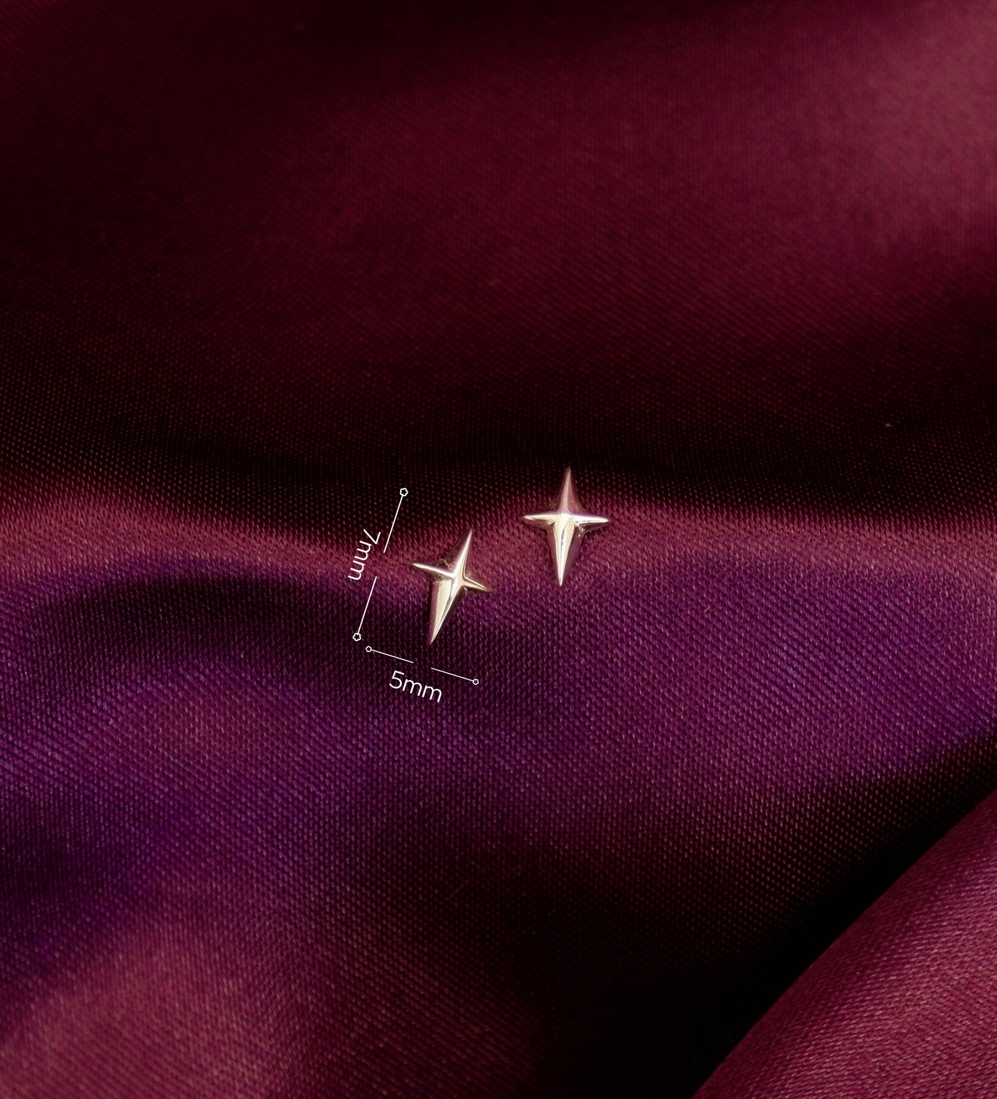 Silver North Star Mini Stud Earrings