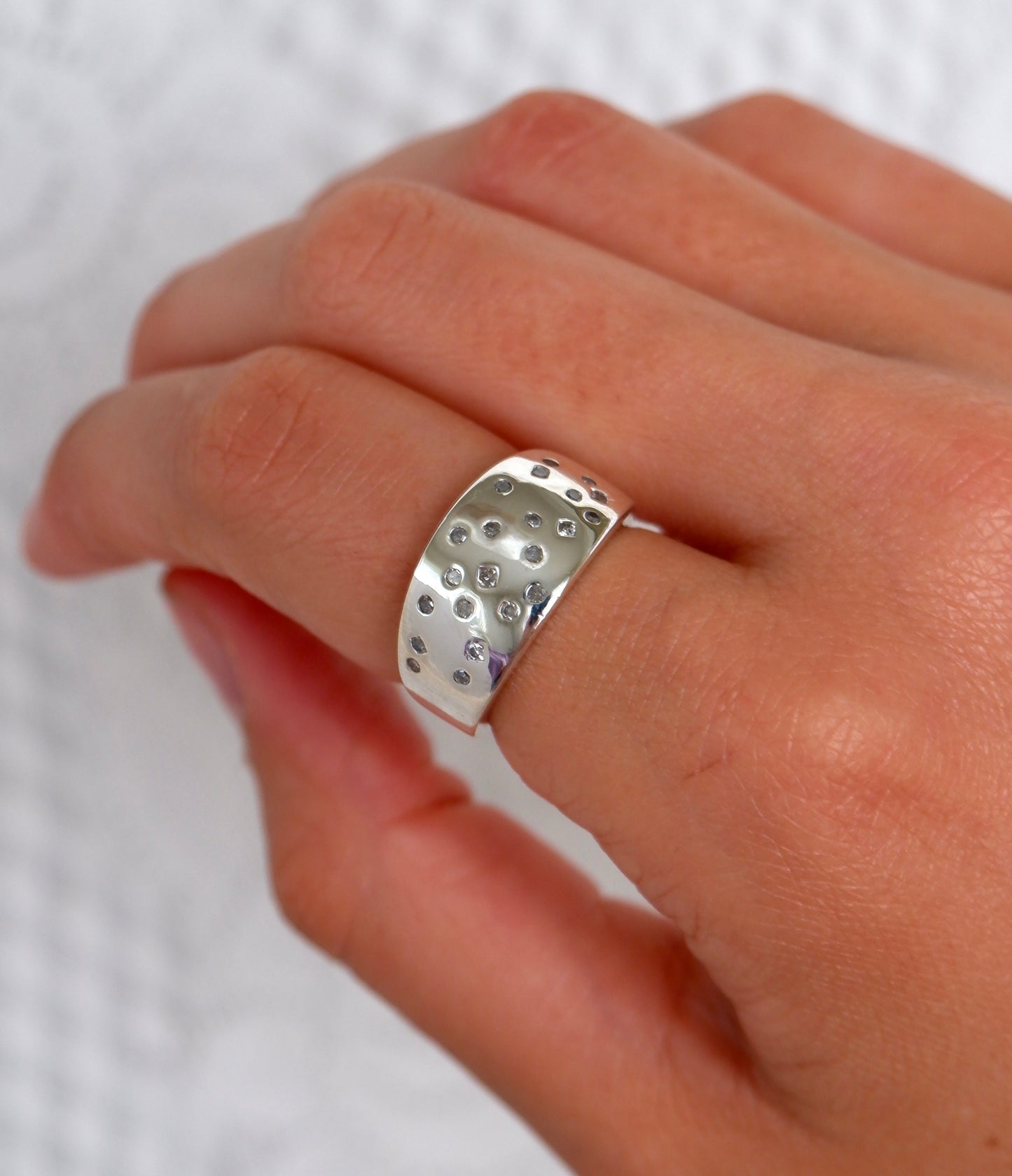 Scattered Crystals Tapered Band Ring