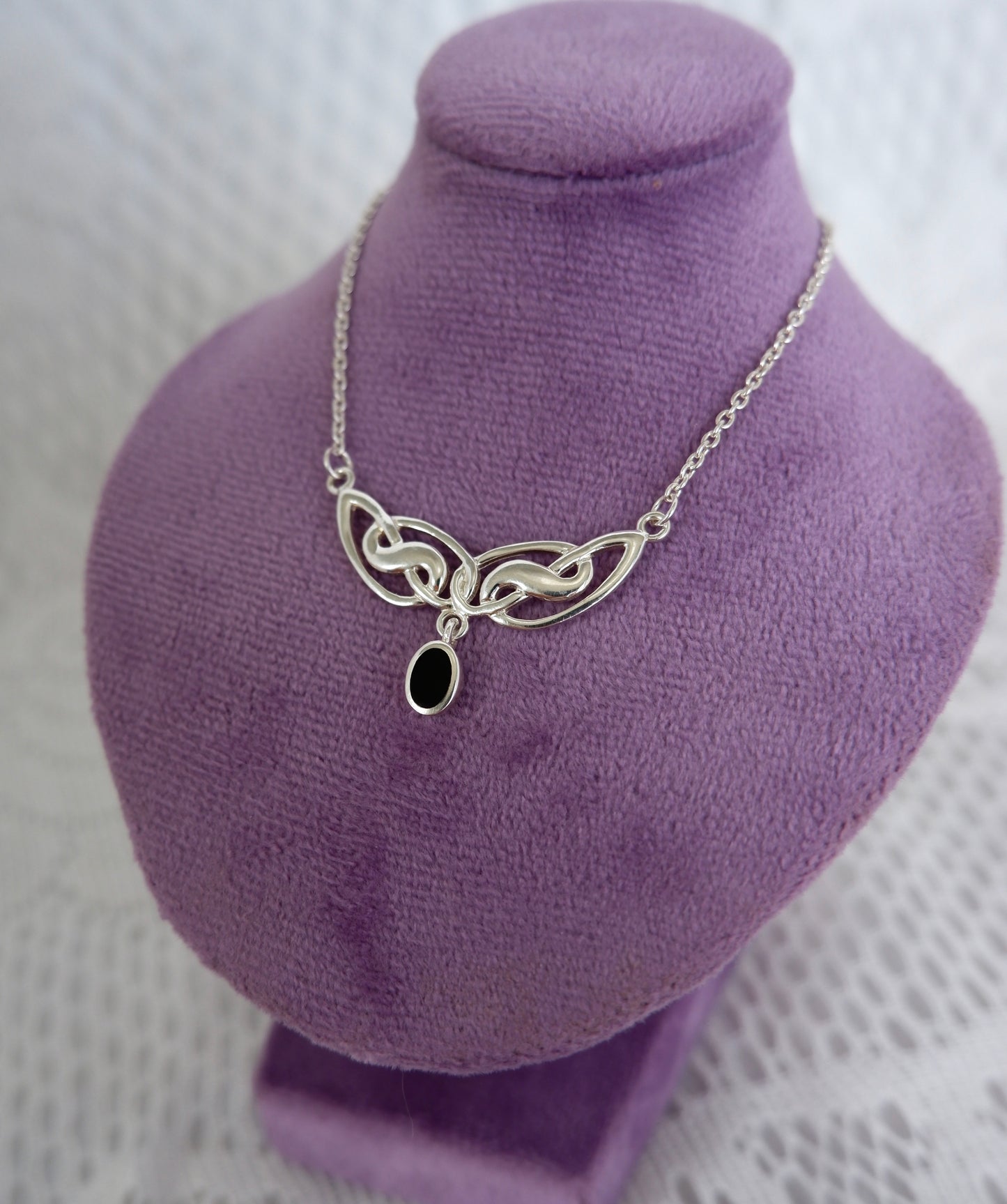 Celtic Knot Necklace with Onyx Dangle