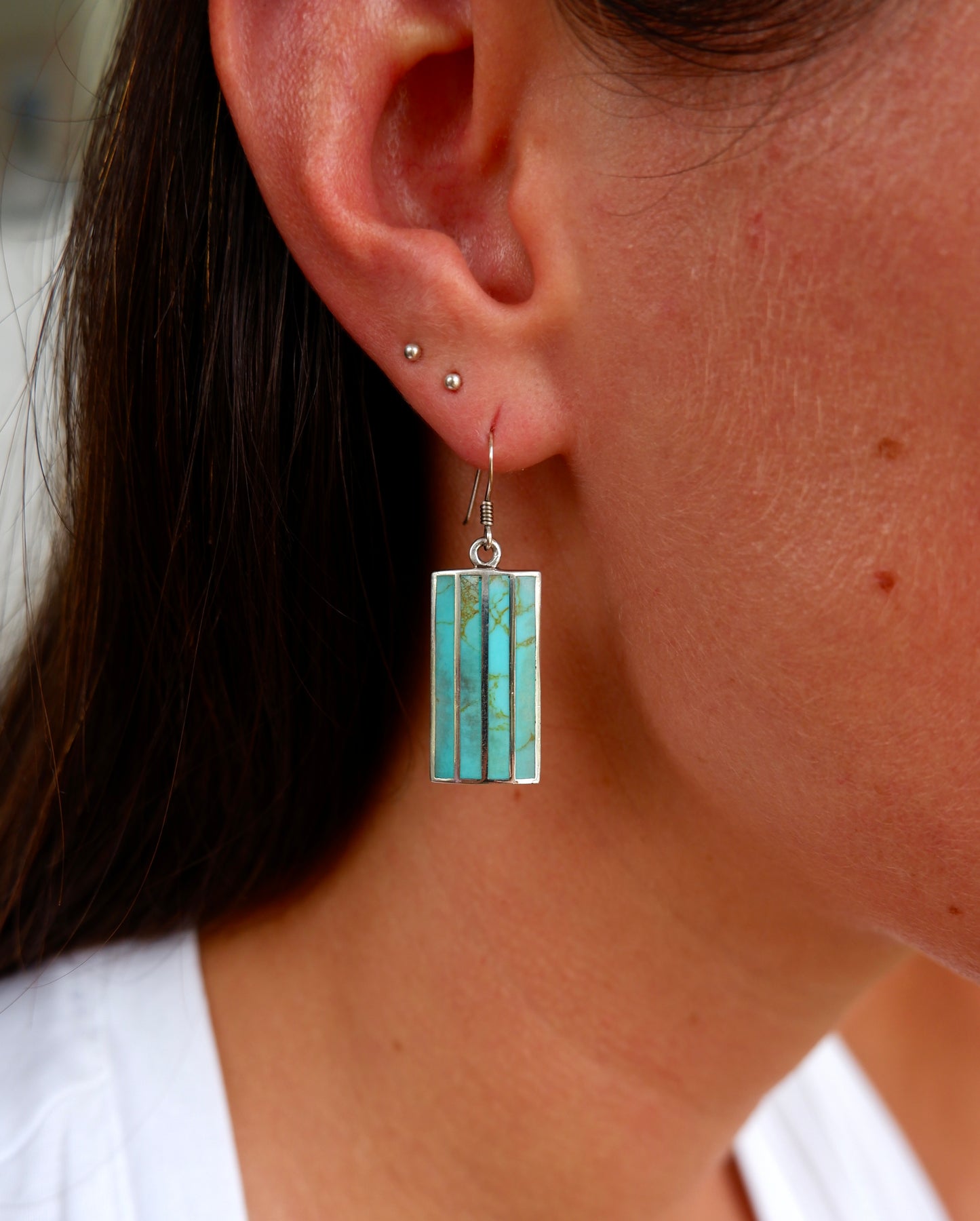 Turquoise Inlay Stripe Earrings