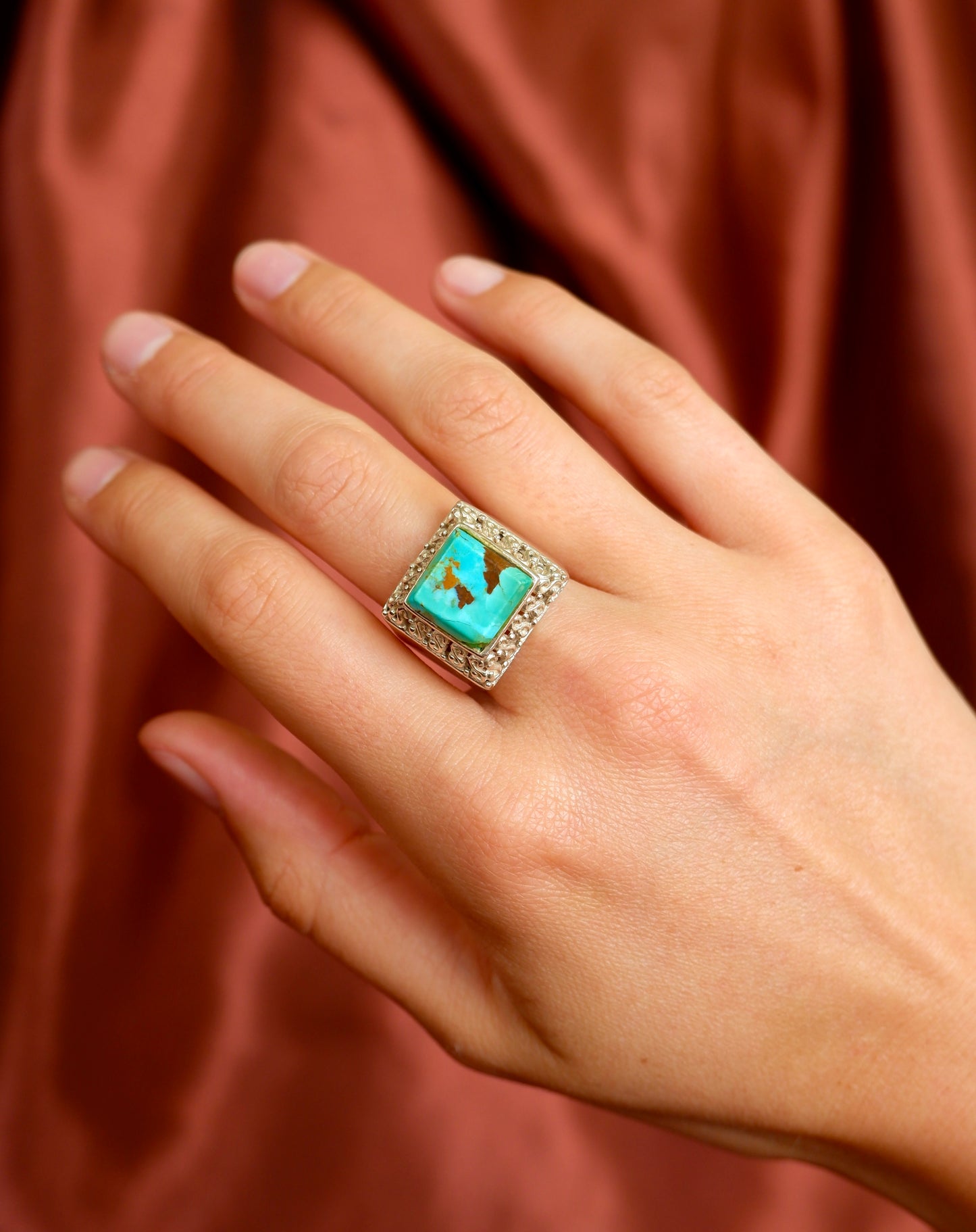 Chunky Blue Turquoise Ring