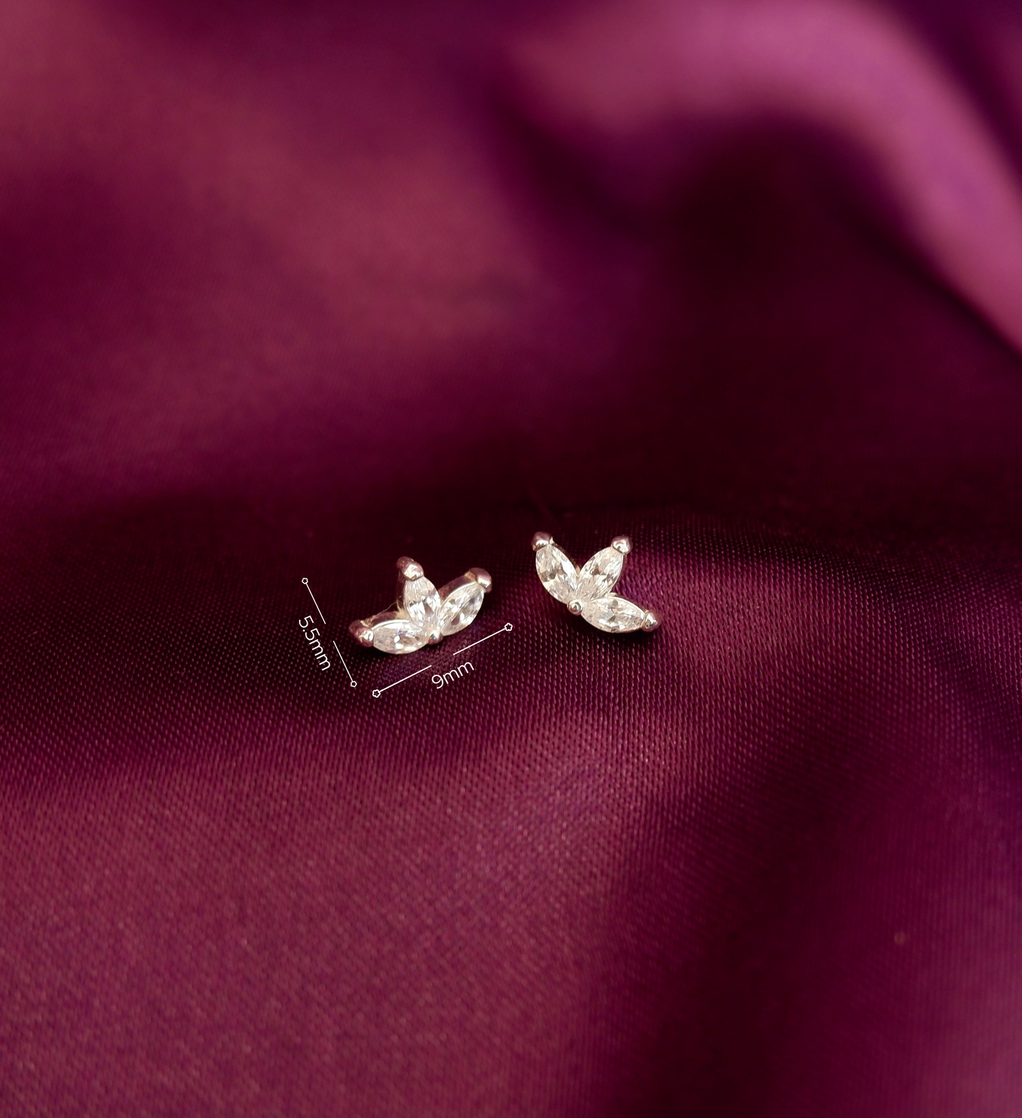 Marquise Leaflet Mini Stud Earrings