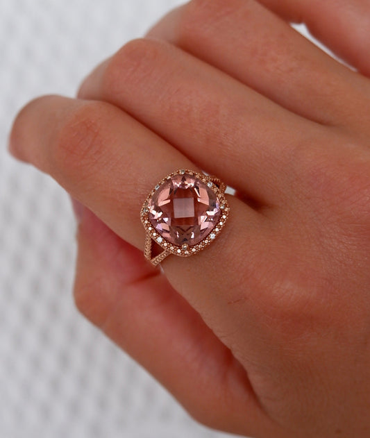 Rose Gold Vermeil Cushion Cut Ring