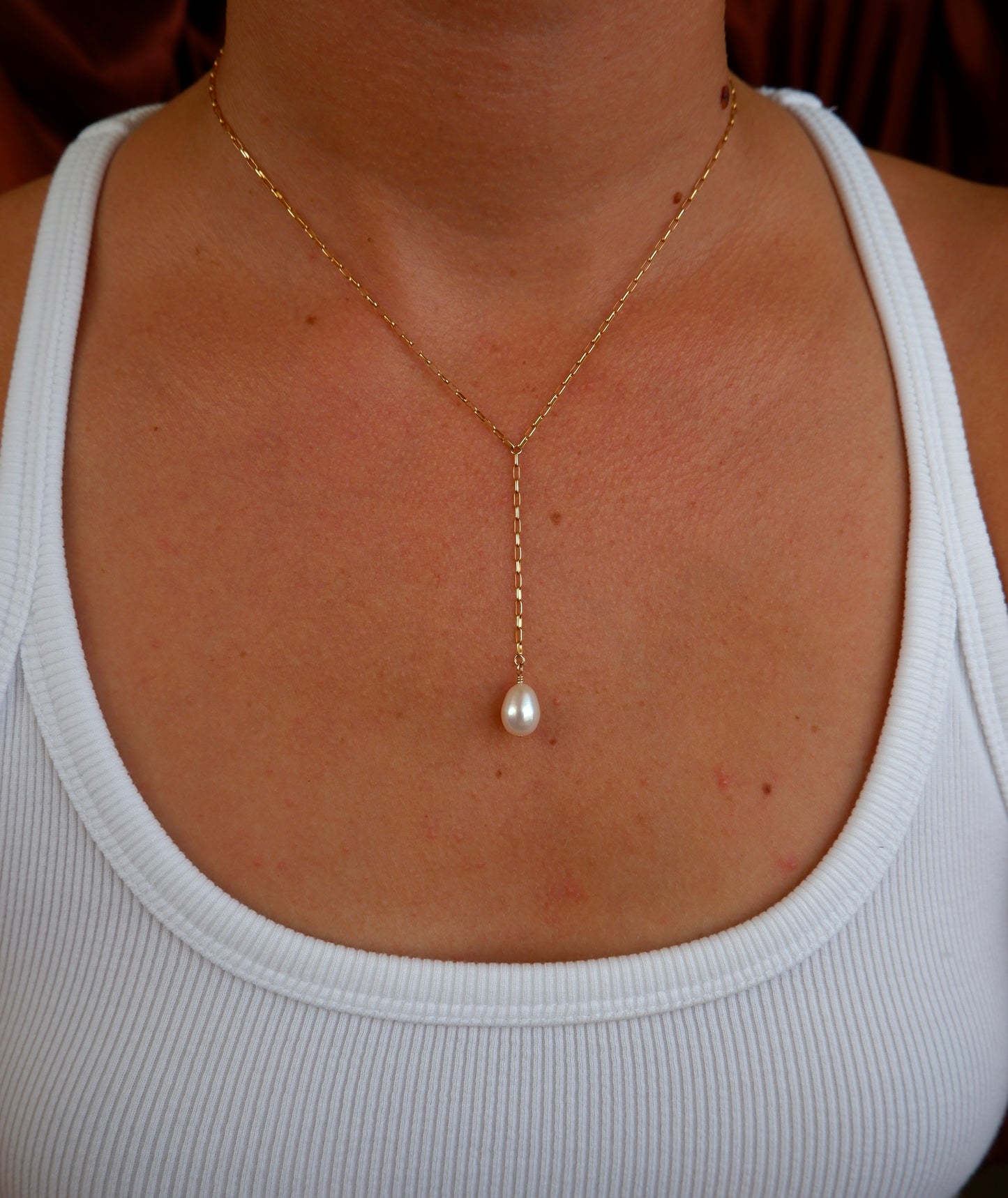 Dainty Pearl Lariat Necklace