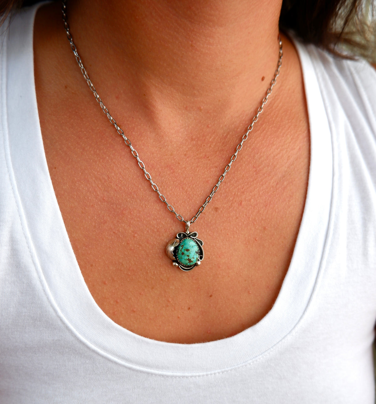 Navajo Style Turquoise Pendant Necklace