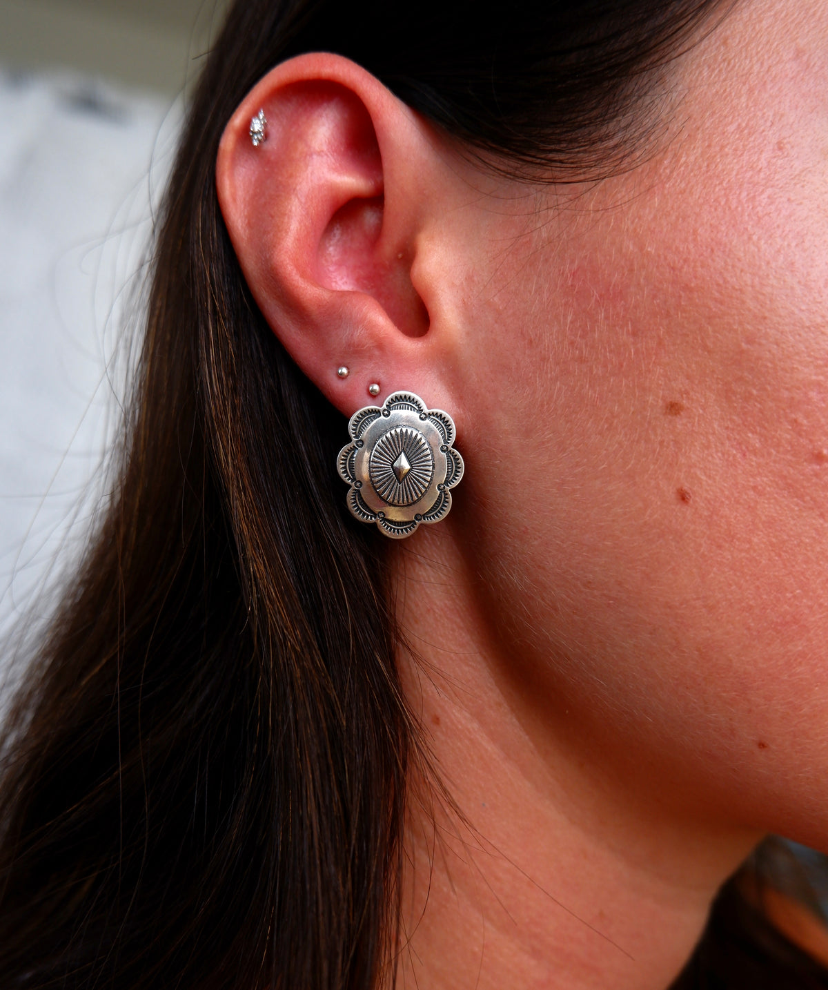 Southwestern Scalloped Concho Earrings