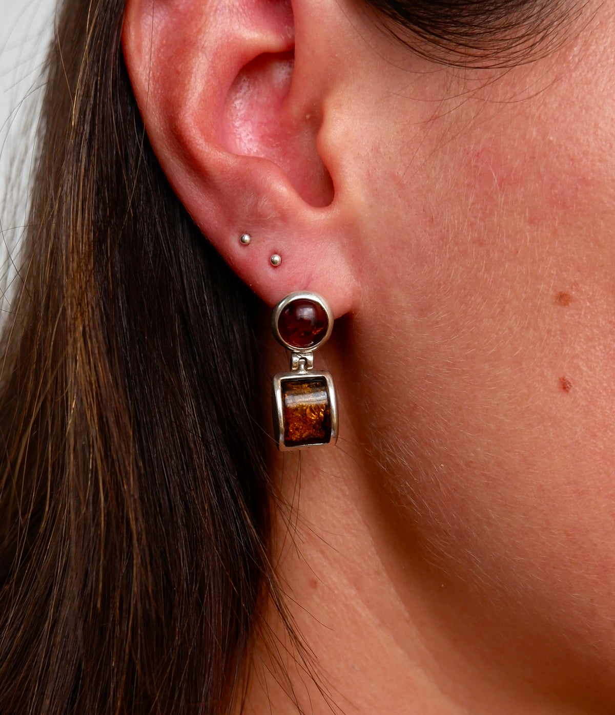 Cognac Baltic Amber Earrings
