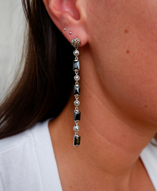 Black Crystal Drop Earrings