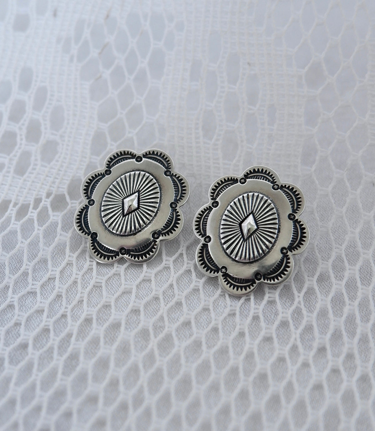 Southwestern Scalloped Concho Earrings