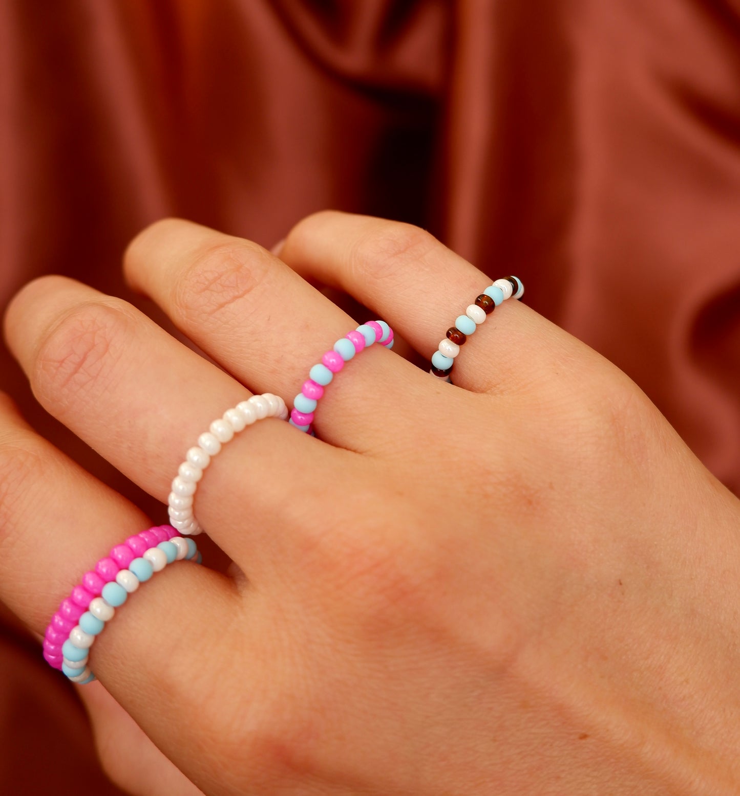 Colorful Beaded Stretch Ring