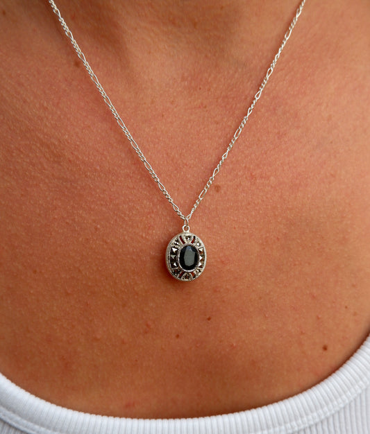 Art Deco Onyx and Marcasite Necklace