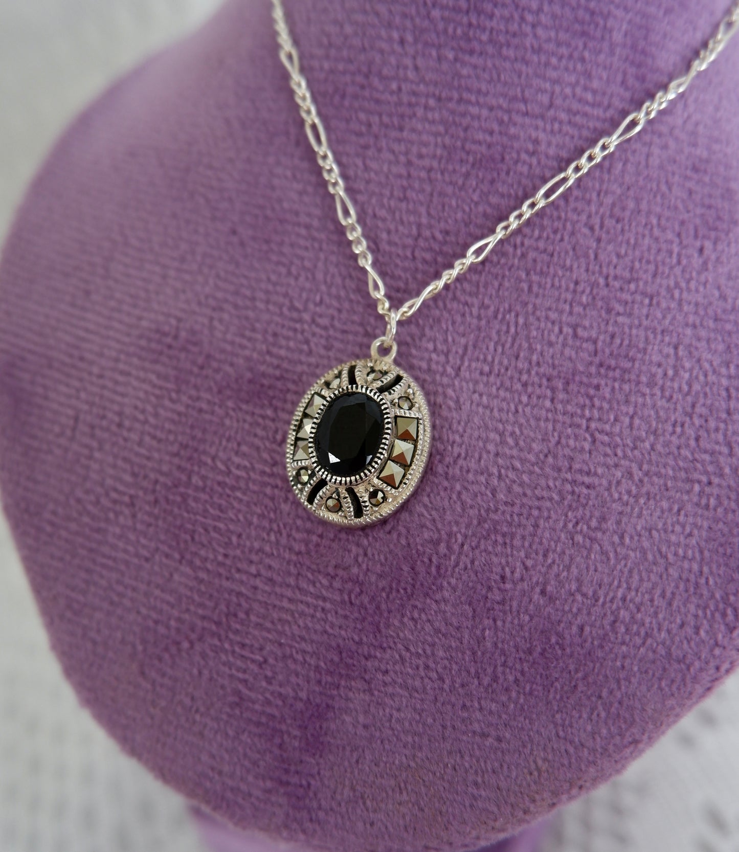 Art Deco Onyx and Marcasite Necklace