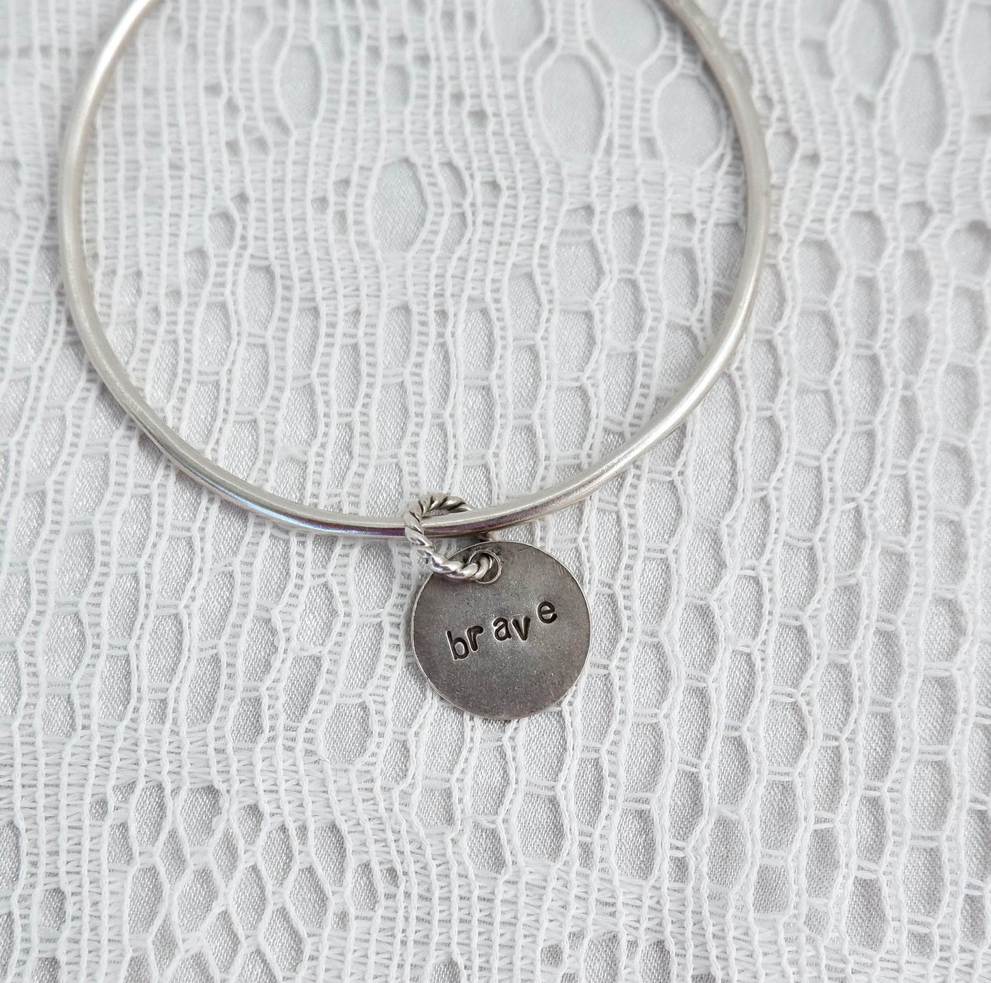 Bangle Bracelet with Flower Charm