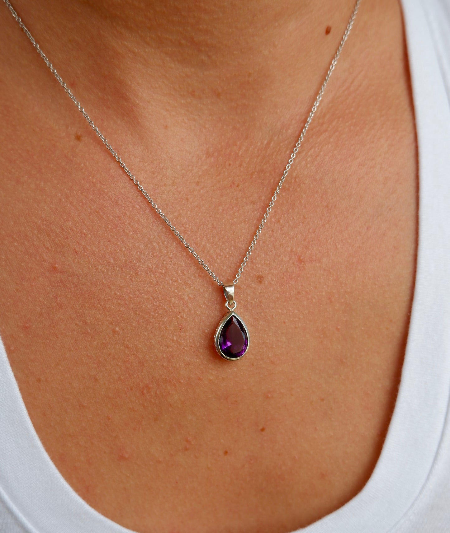 Amethyst Teardrop Necklace