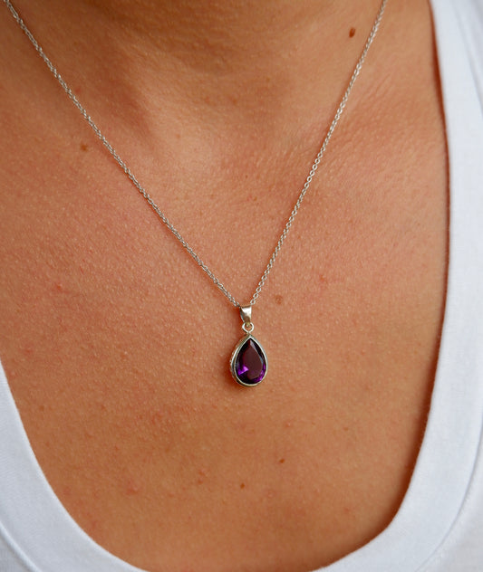 Amethyst Teardrop Necklace