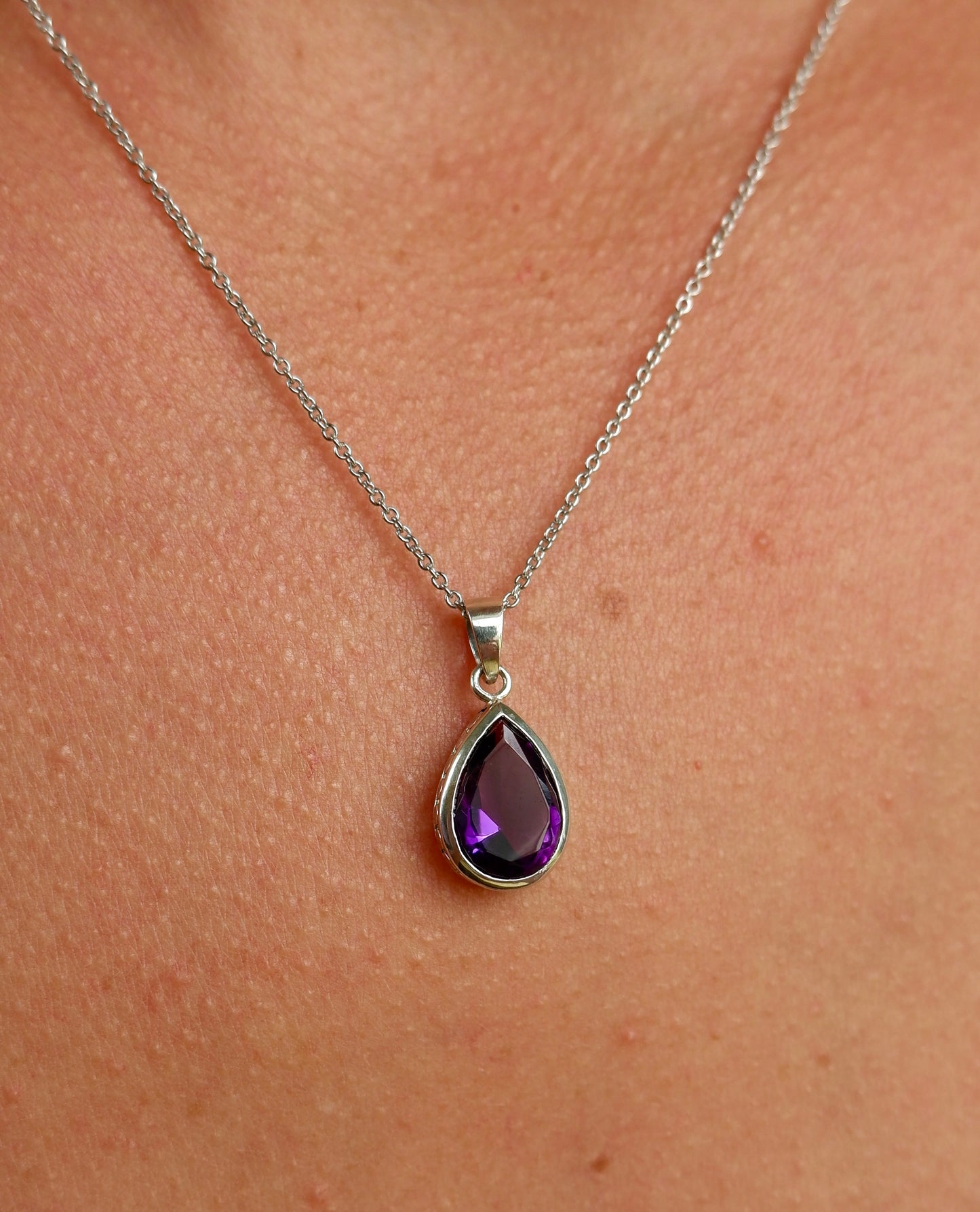 Amethyst Teardrop Necklace