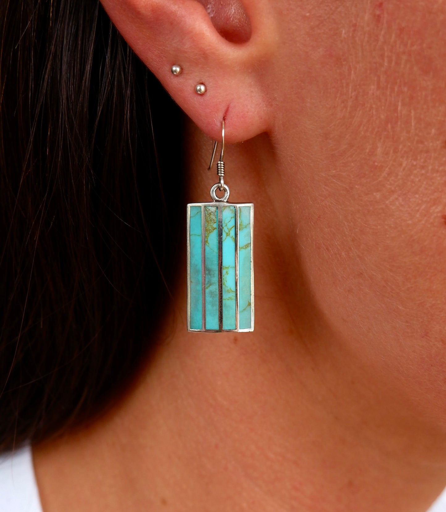 Turquoise Inlay Stripe Earrings