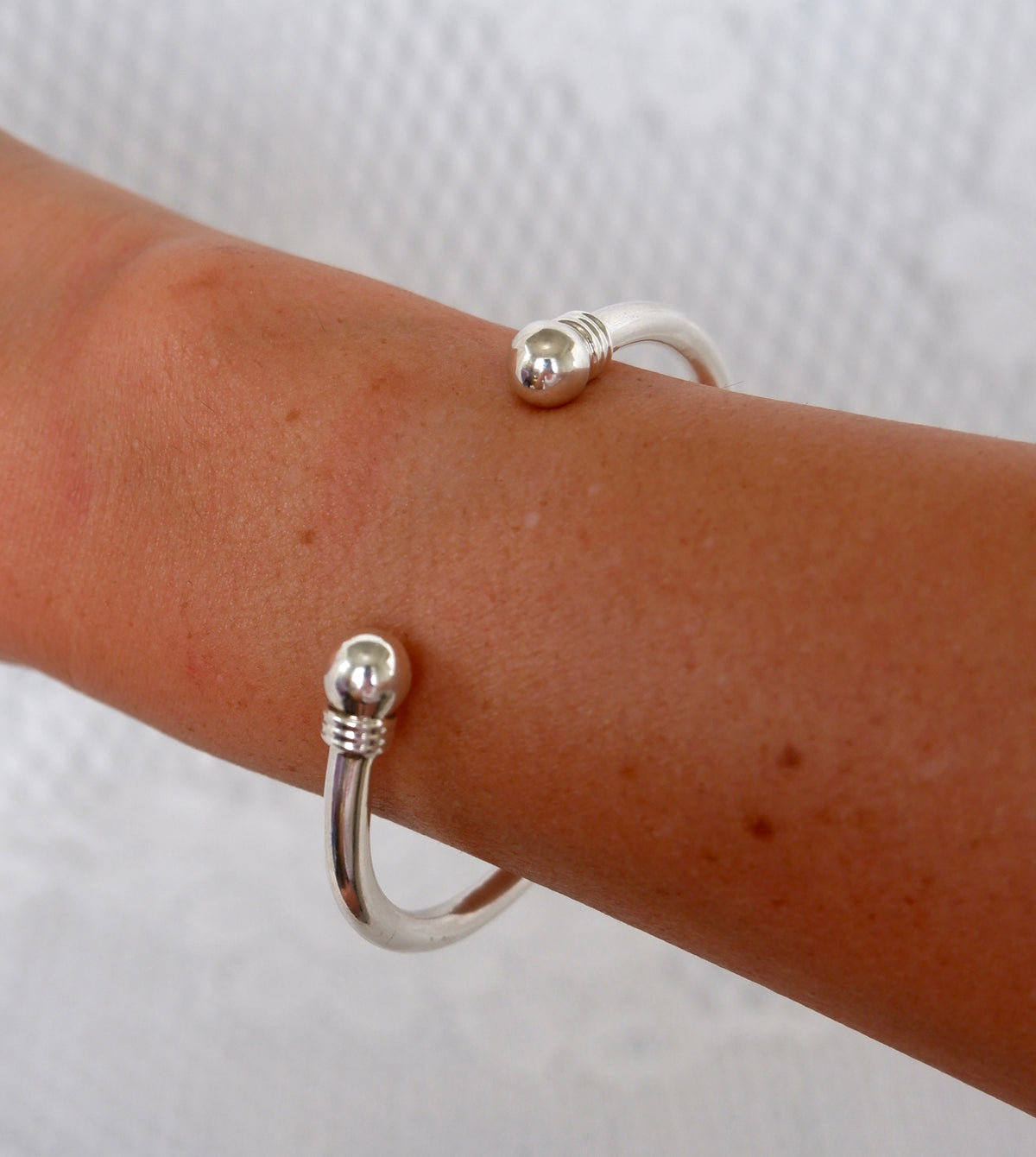 High Polish Cuff Bracelet with Ball Ends