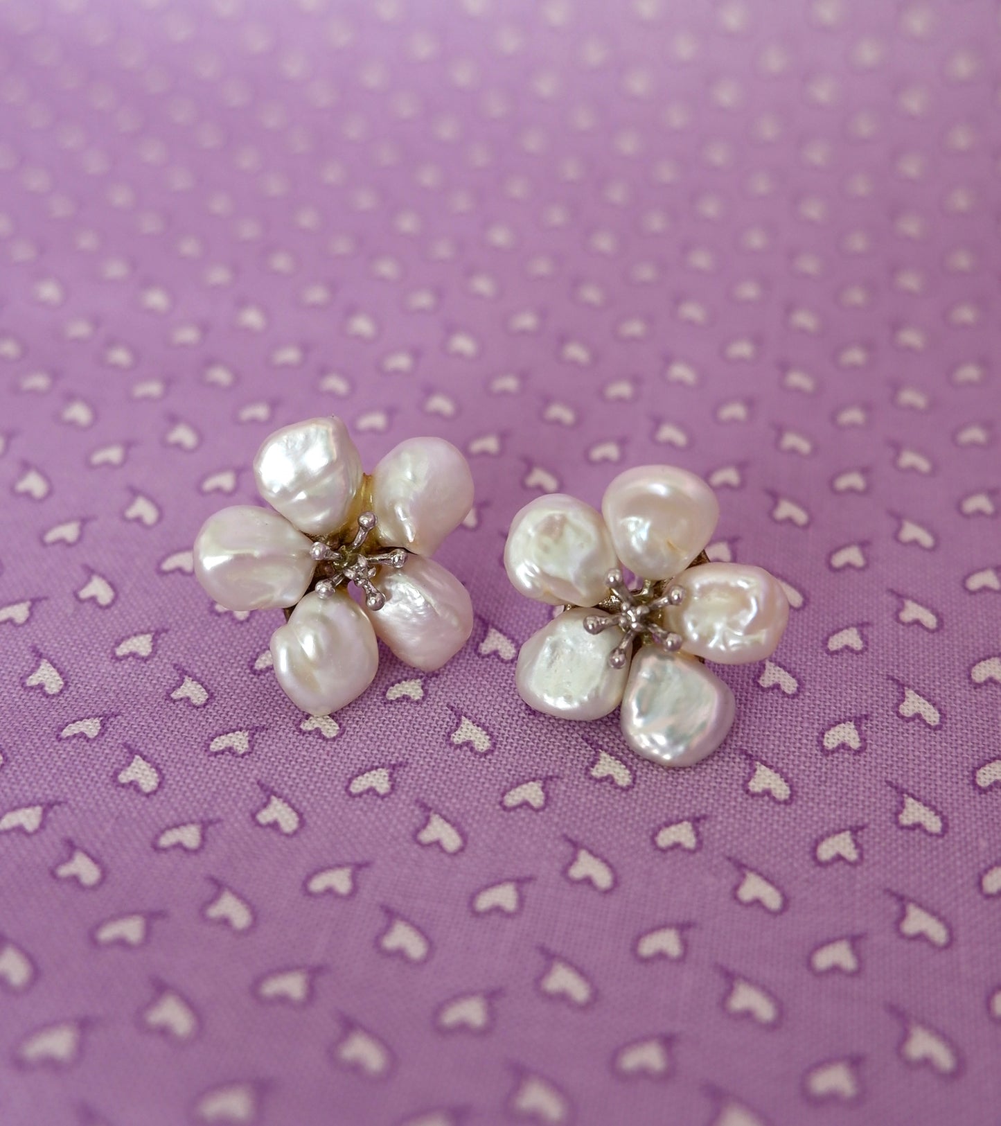 Freshwater Pearl Flower Stud Earrings