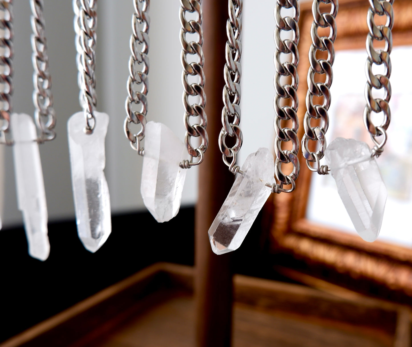 Quartz Crystal Point Chain Necklace