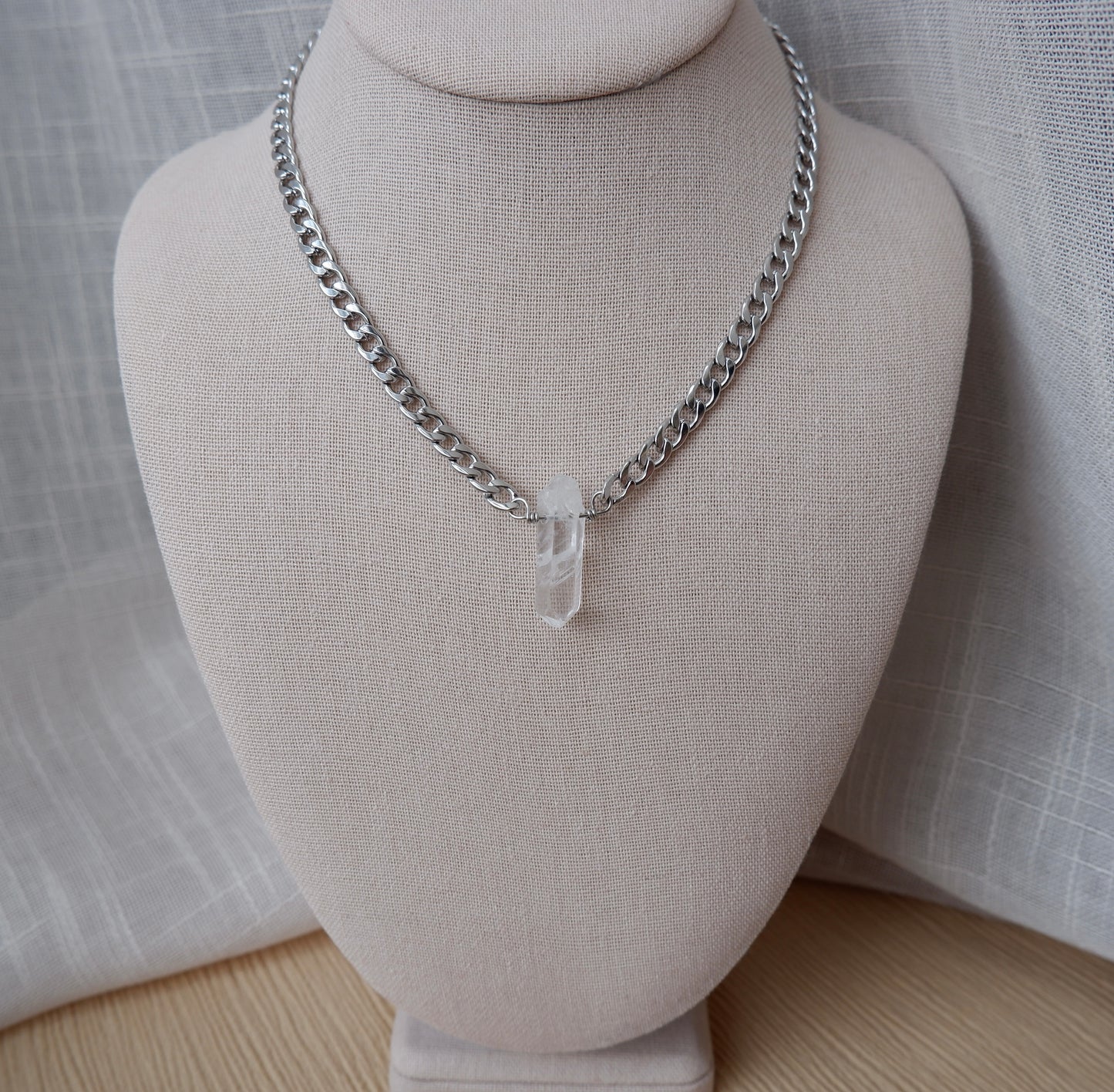 Quartz Crystal Point Chain Necklace