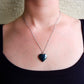 Large Hematite Heart Pendant Necklace