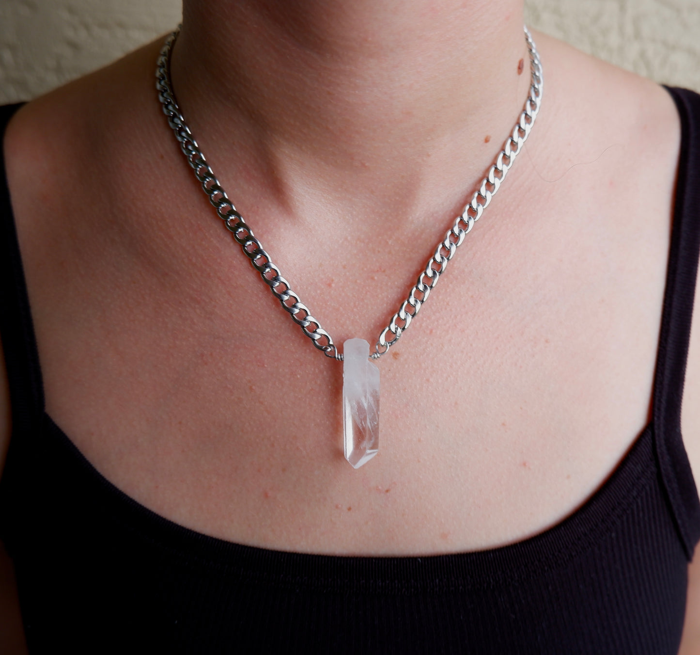 Quartz Crystal Point Chain Necklace