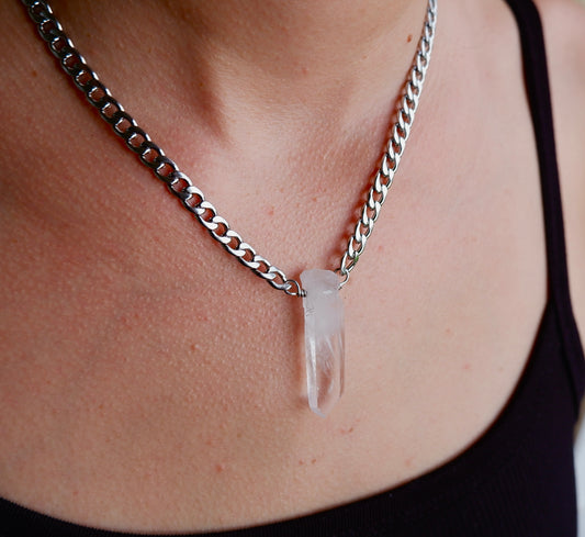 Quartz Crystal Point Chain Necklace