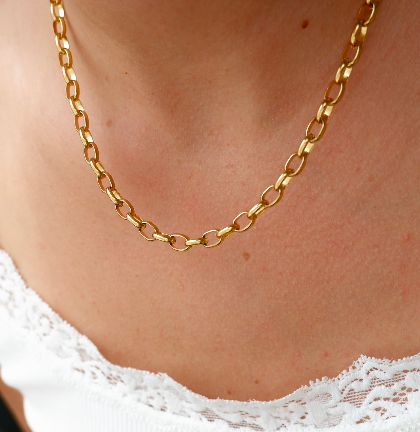 Chunky Oval Link Gold Necklace