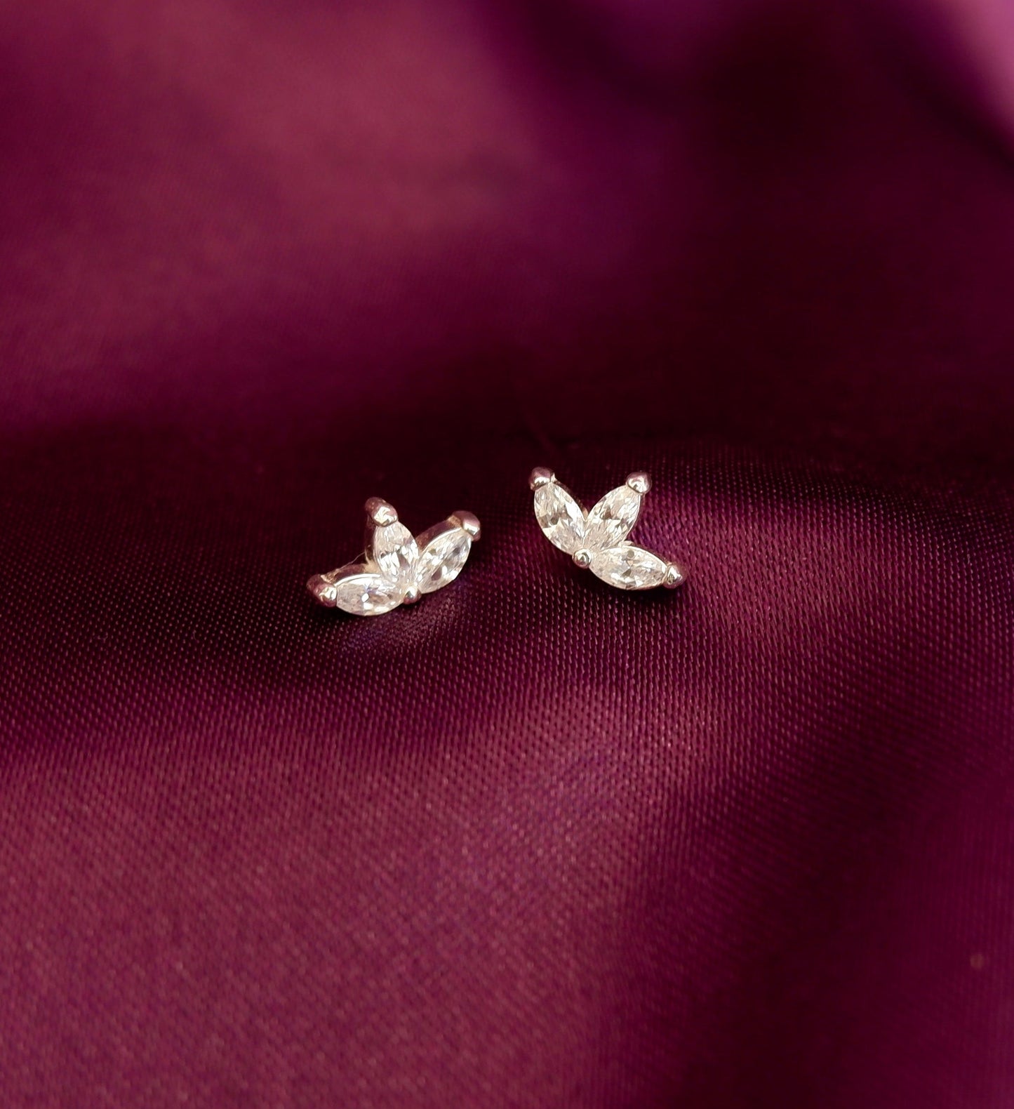 Marquise Leaflet Mini Stud Earrings
