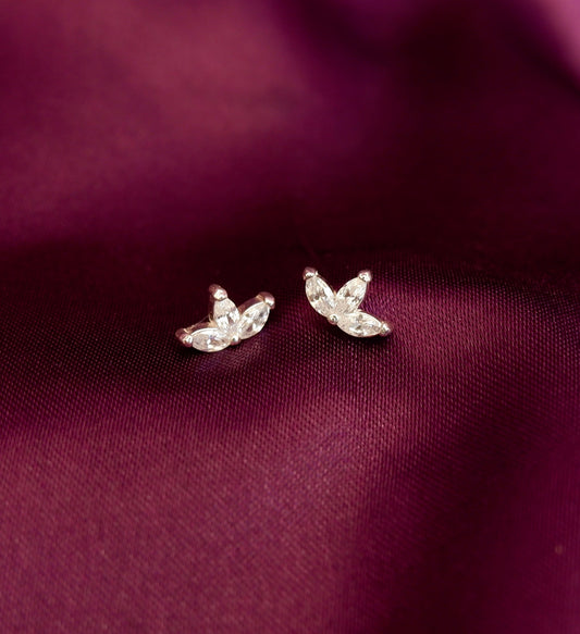 Marquise Leaflet Mini Stud Earrings
