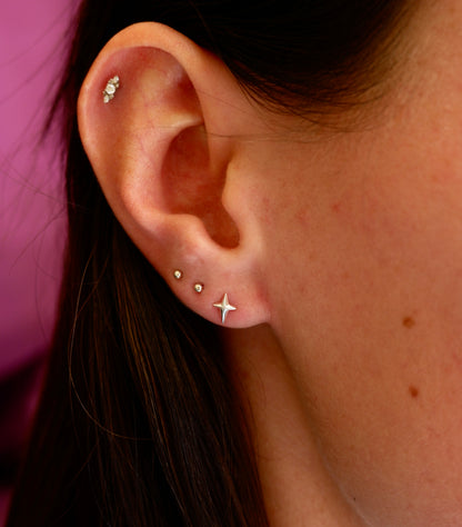 Silver North Star Mini Stud Earrings