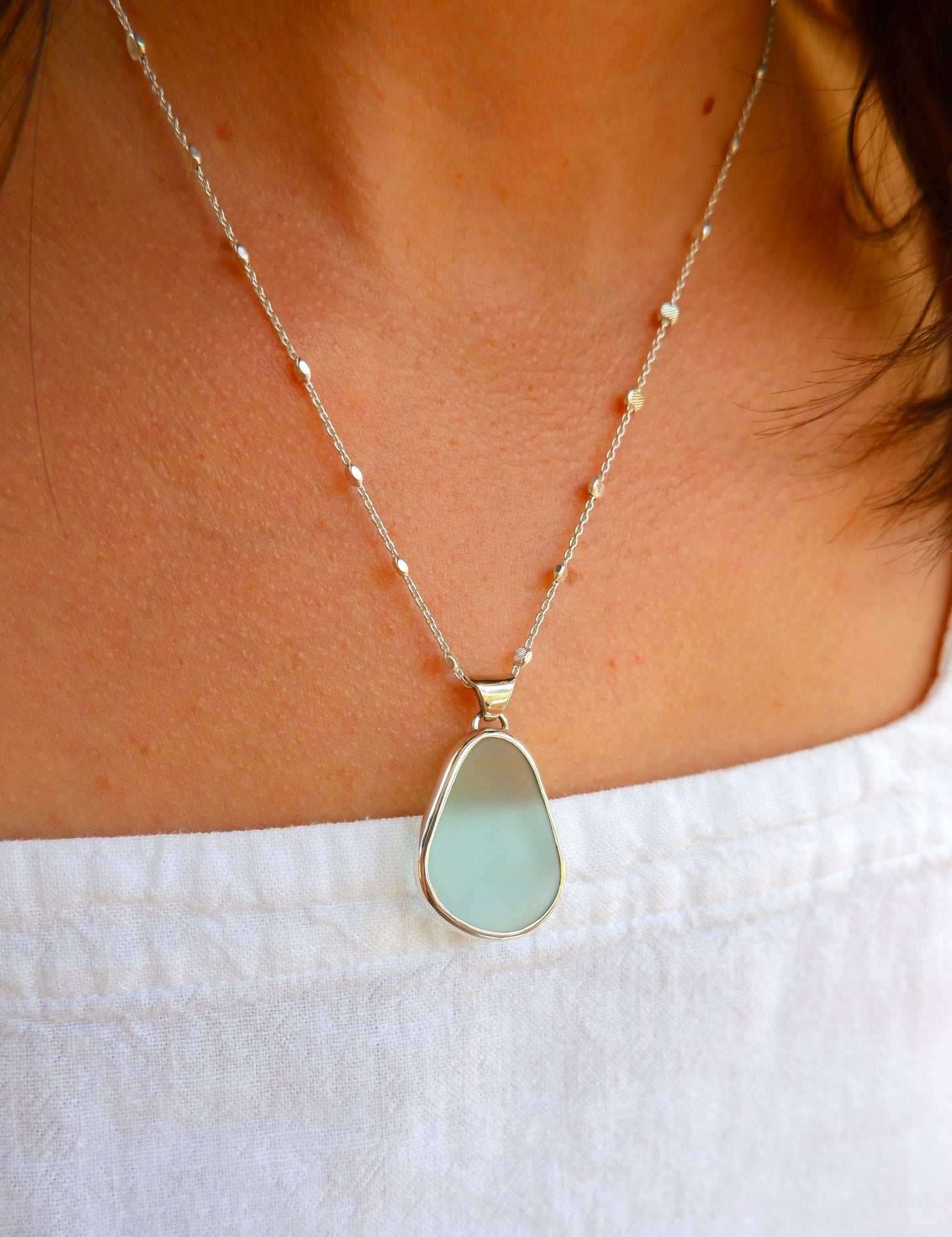 Sterling Silver Sea Glass Necklace