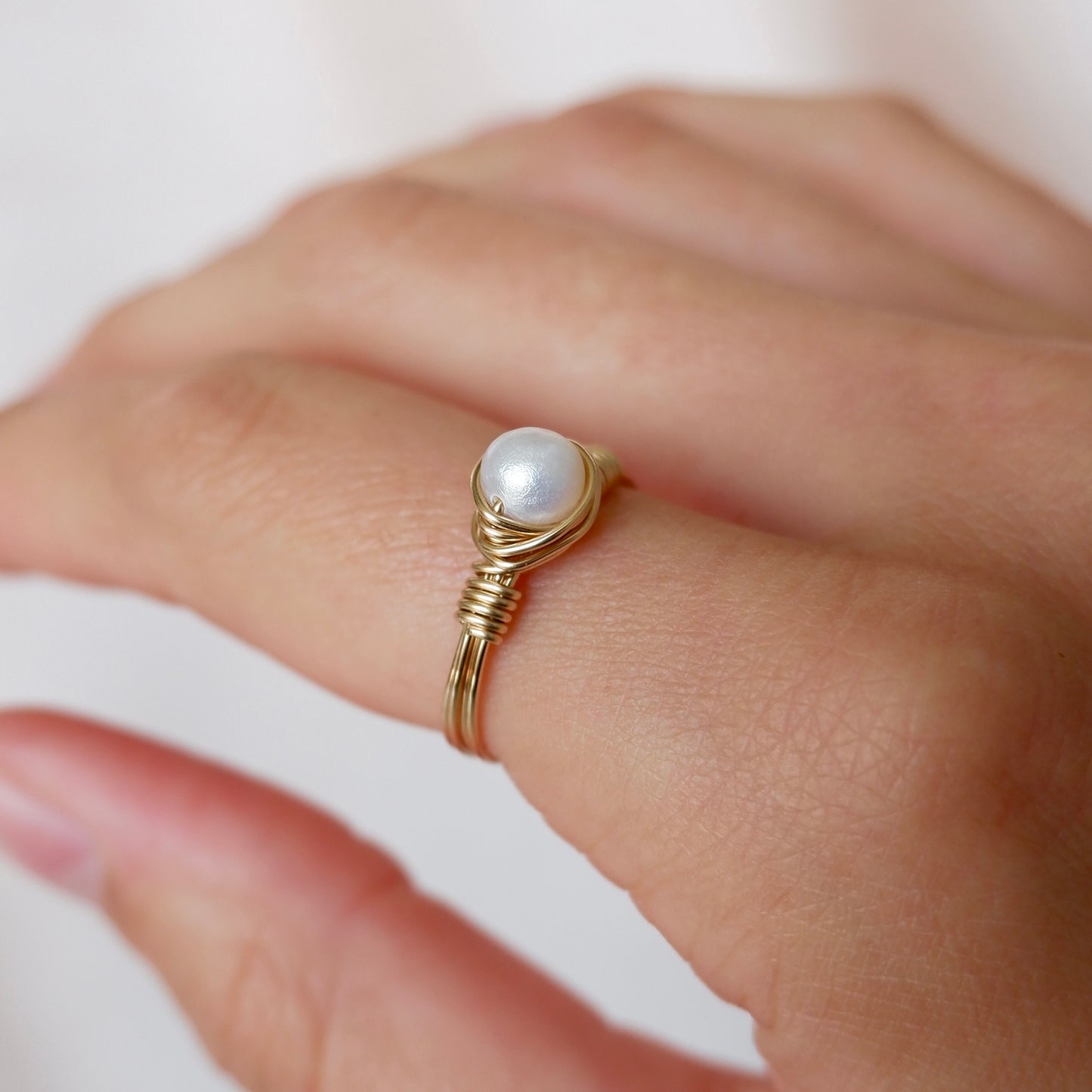 Wire Wrapped Pearl Ring