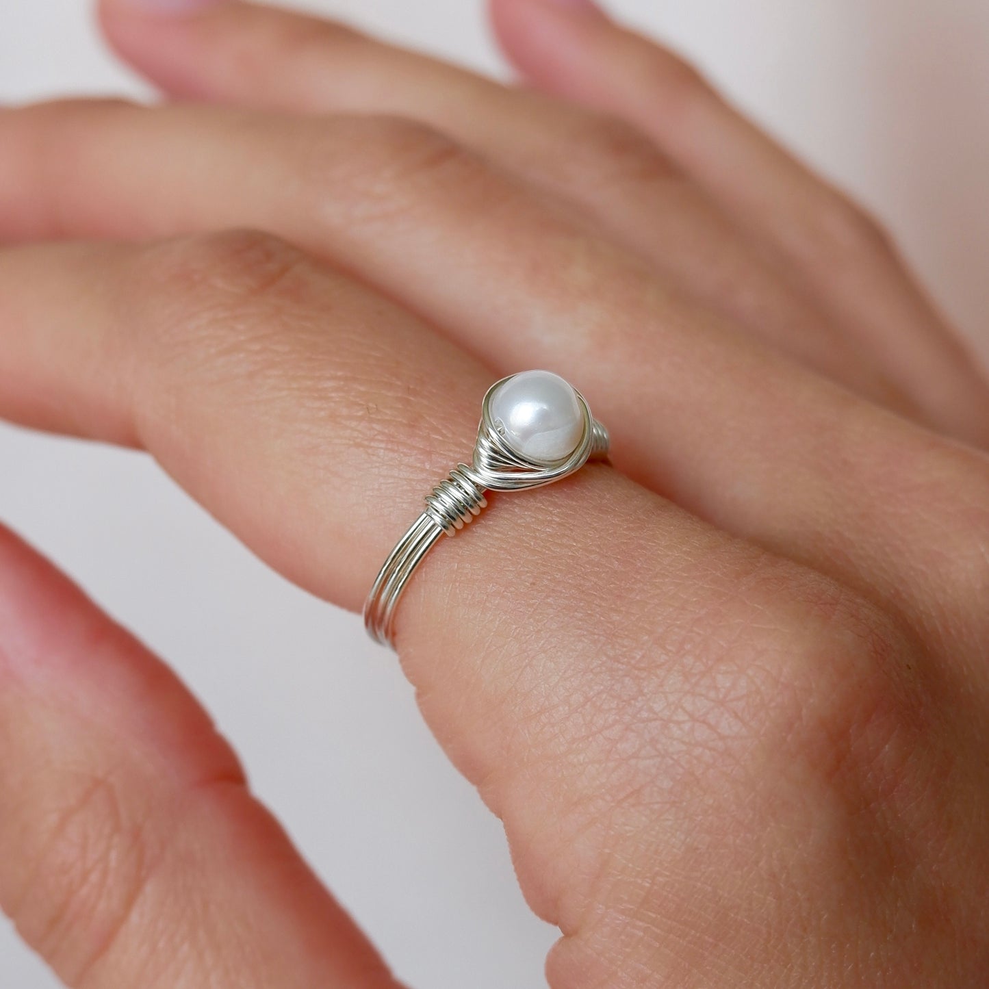 Wire Wrapped Pearl Ring