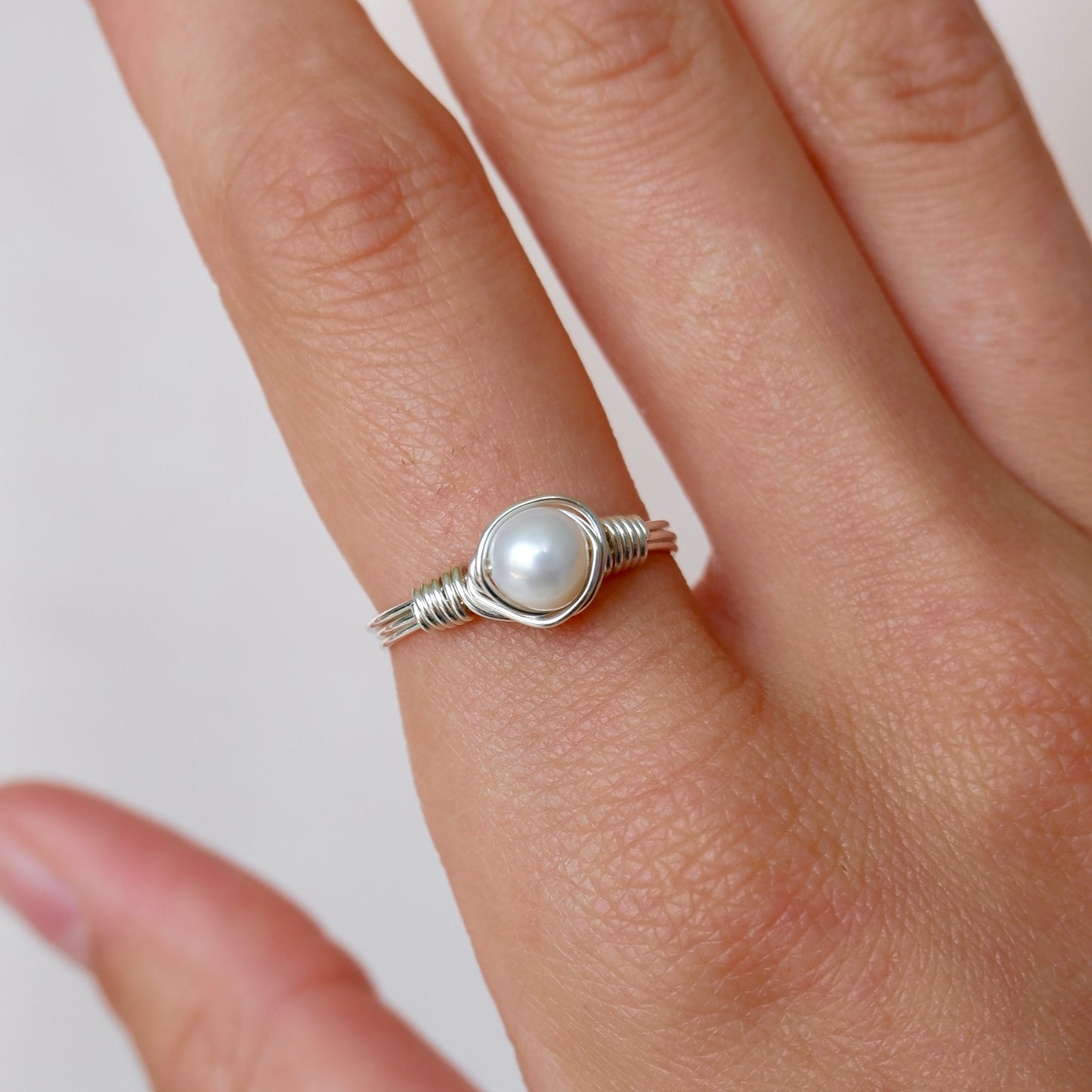 Wire Wrapped Pearl Ring