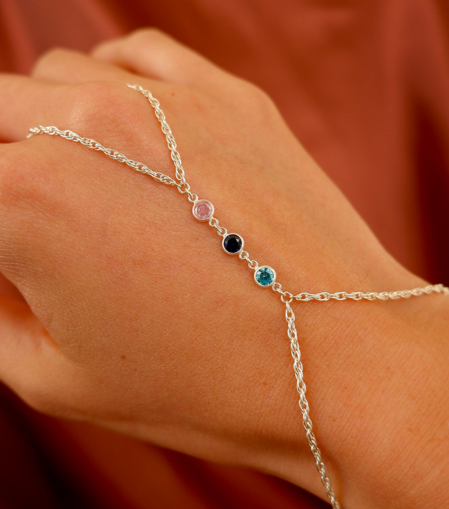 Custom Gemstone Hand Chain