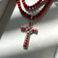 Red Enamel Cross Pendant Necklace