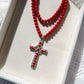 Red Enamel Cross Pendant Necklace
