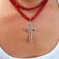 Red Enamel Cross Pendant Necklace