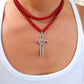 Red Enamel Cross Pendant Necklace