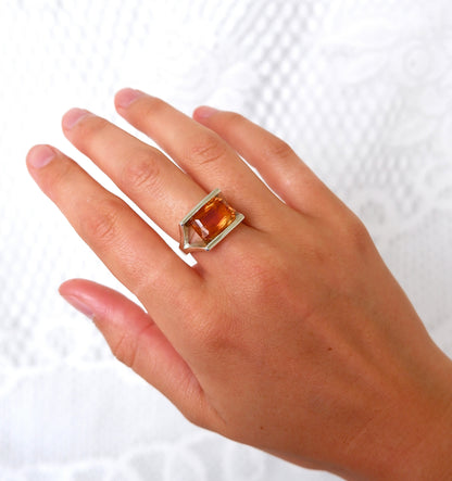 Geometric Citrine Ring