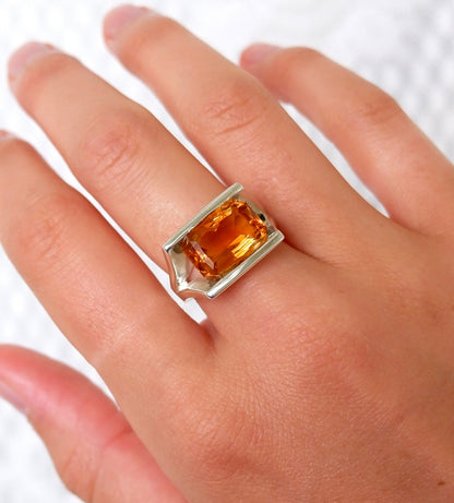 Geometric Citrine Ring