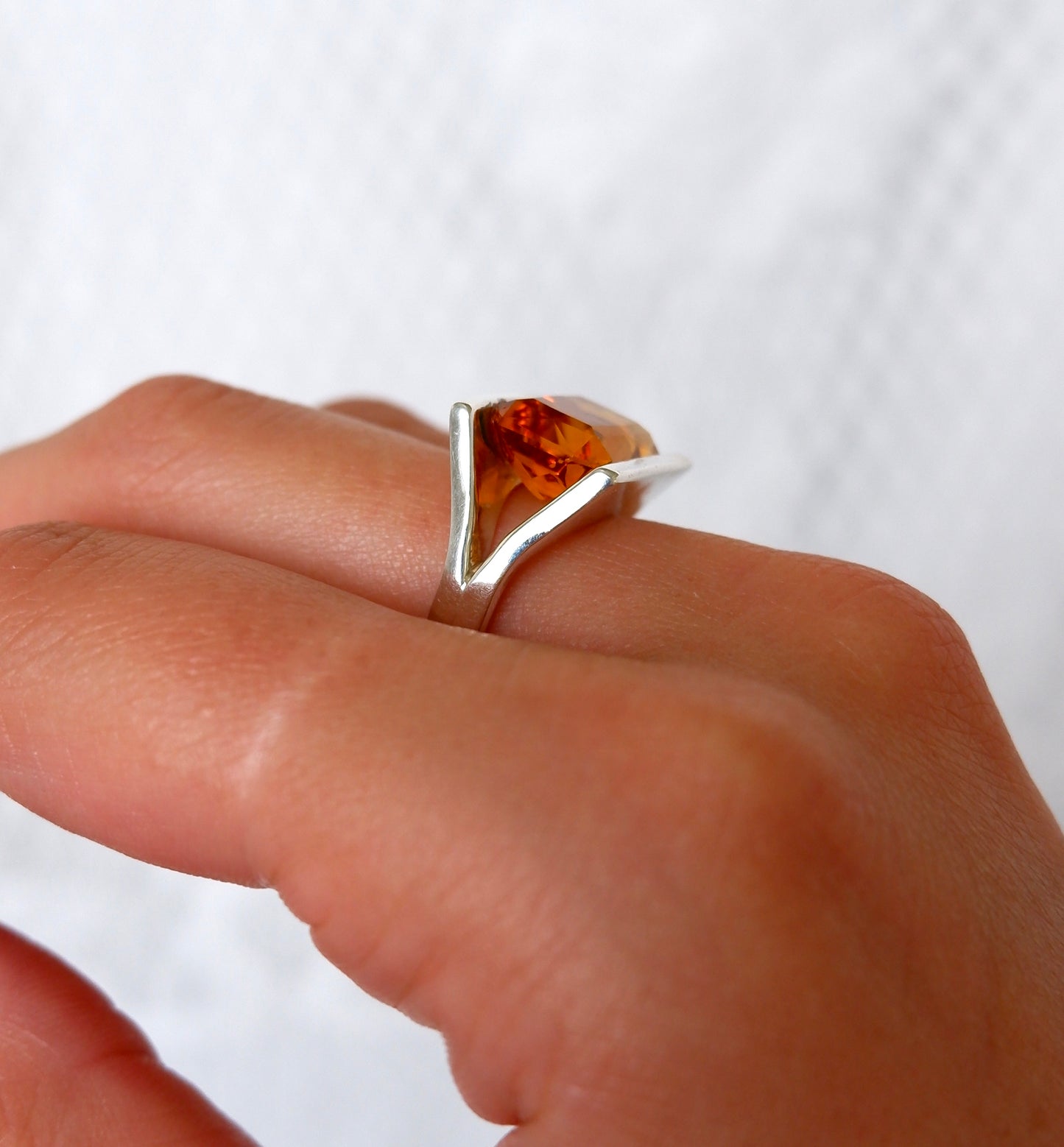 Geometric Citrine Ring