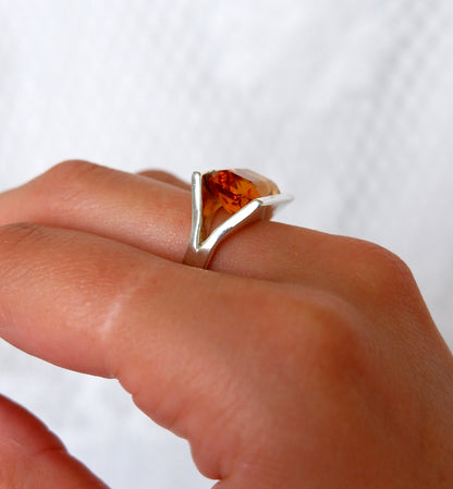 Geometric Citrine Ring