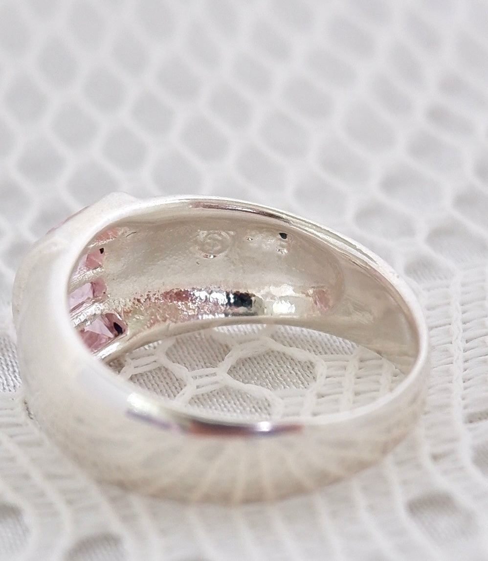 Dome Ring with Pink Stones