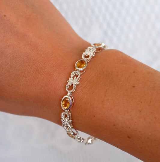 Nautical Rope Link Citrine Bracelet
