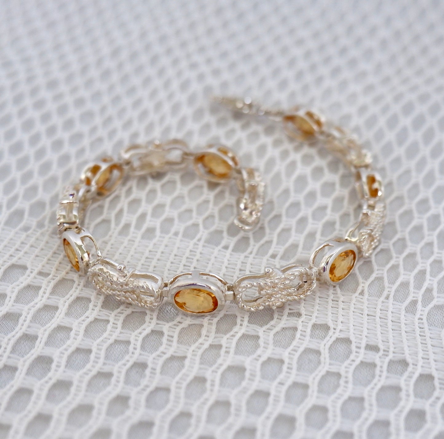 Nautical Rope Link Citrine Bracelet