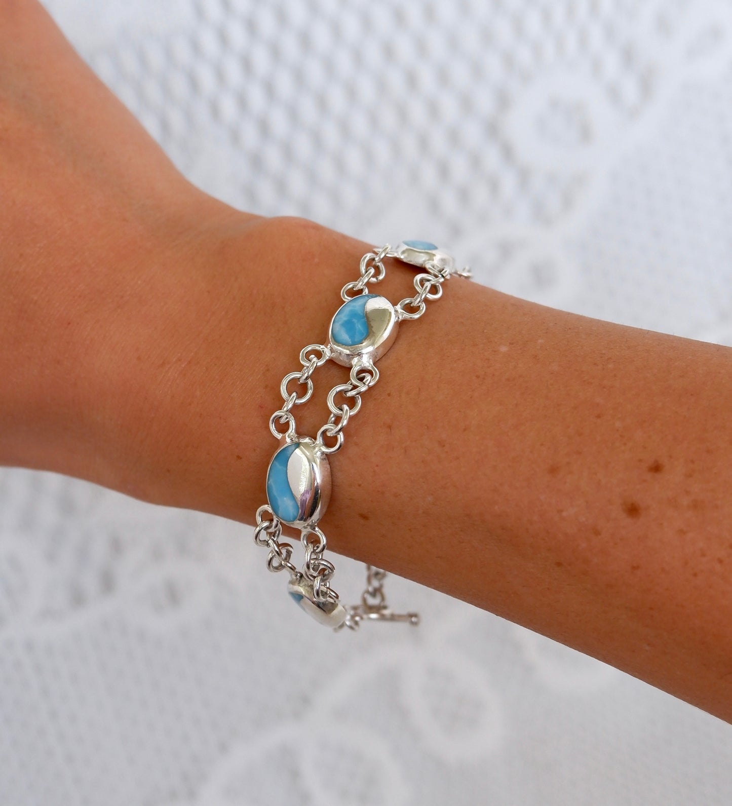 Yin Yang Larimar Chain Bracelet